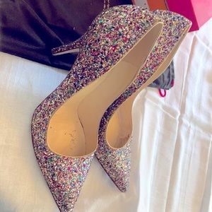 Kate Spade glitter high heels (3”).  Size 9M, with original box and dust bag.